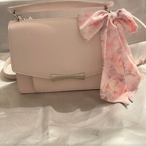 Betsey Johnson Light Pink Crossbody Bag with Floral Accent